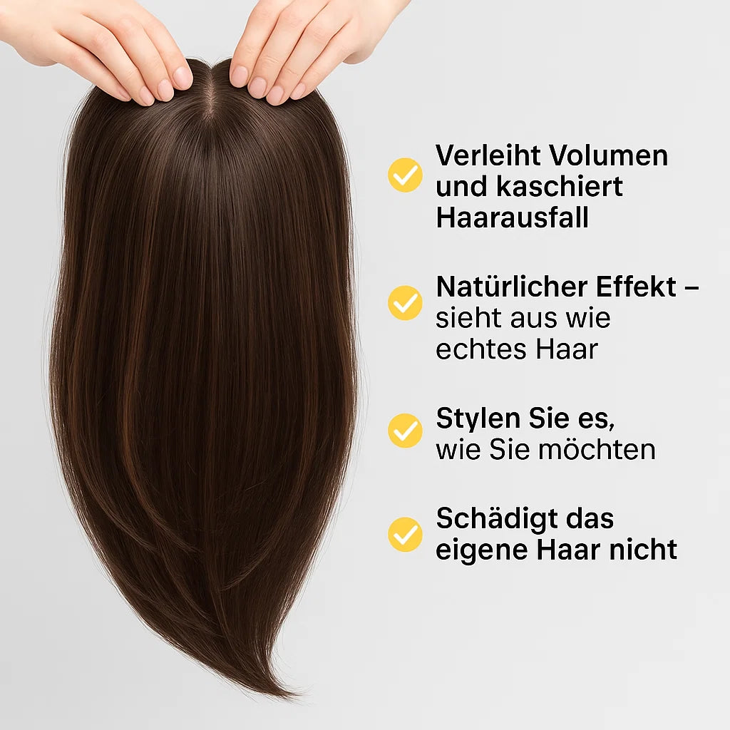 Top Closure mit Pony 45 cm | Natürliches Haarteil für lichte Stellen & Alopezie