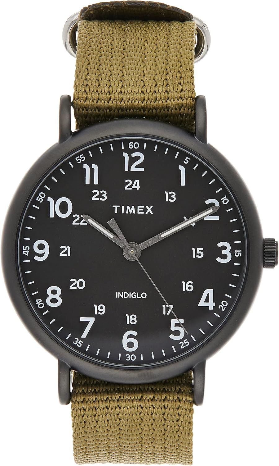 Weekender XL 43 mm Men Black Case Olive Fabric Strap Watch