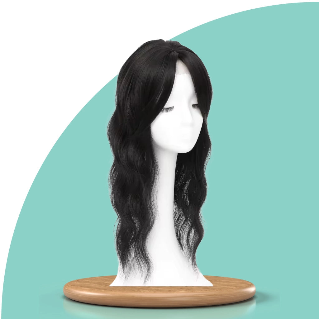 Top Closure – Natürlicher Haaransatz mit Pony 50 cm Welle | Für Haarausfall & lichte Stellen
