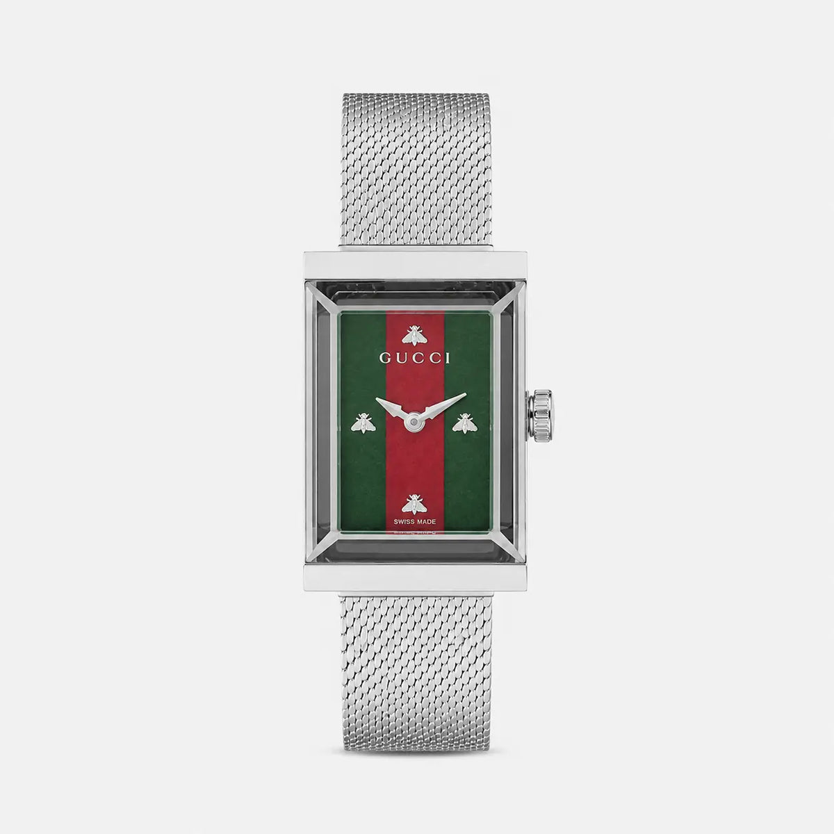 G-Frame 21MMx34 mm Green/Red MOP Dial Mesh Bracelet Watch