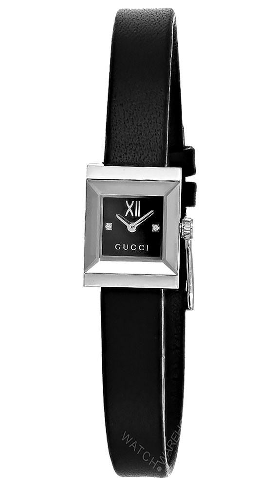 G-Frame Quartz Stainless Steel 14x18 mm Black Dial Leather Women's Watch