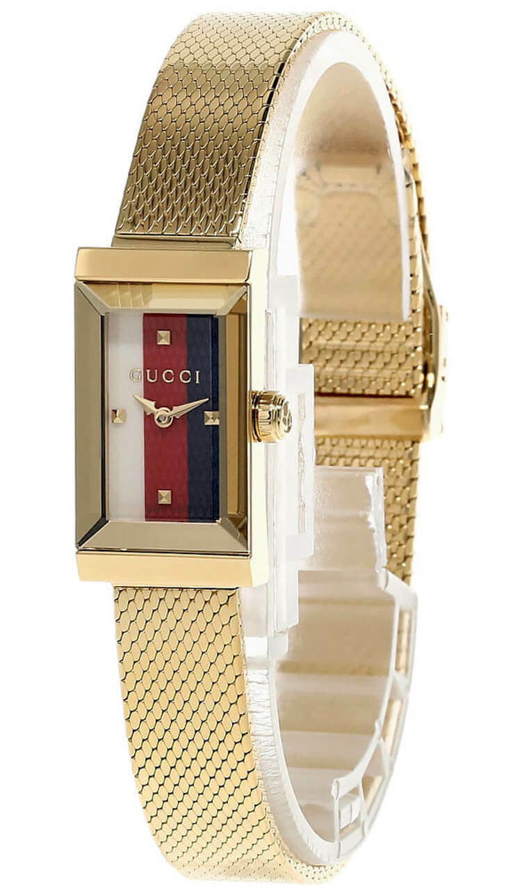 G-Frame White, Red, Navy Gold PVD Mesh Bracelet Watch