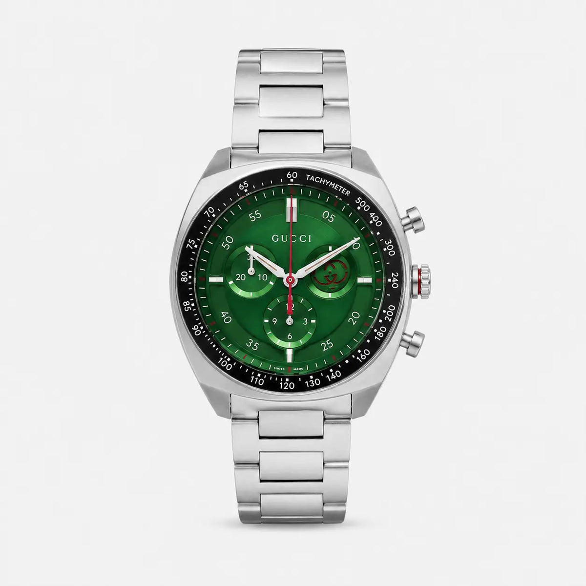 Interlocking G Quartz Stainless Steel 41 mm Green Dial Men's Watch