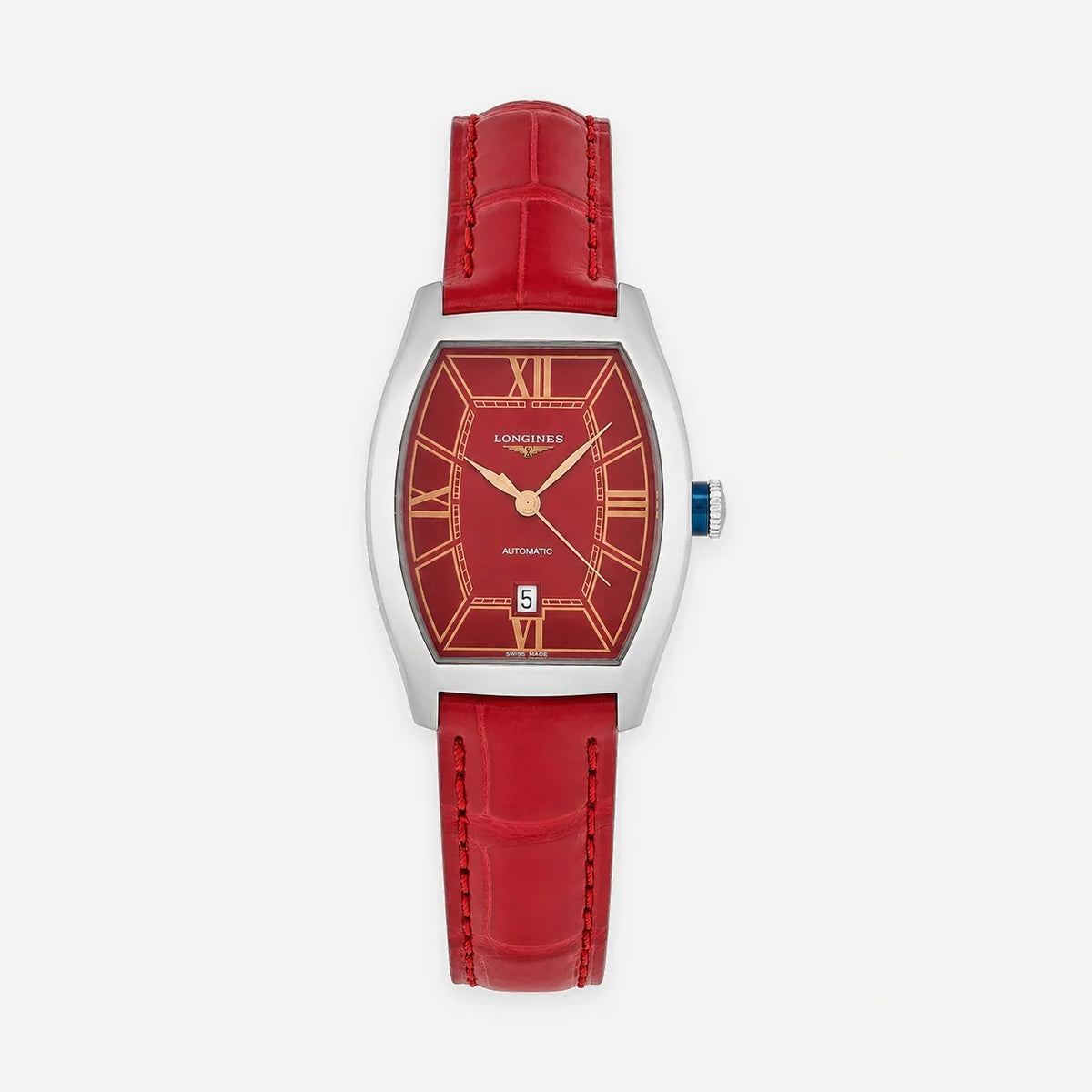 Evidenza Automatic 30 mm Red Dial Leather Women's Watch