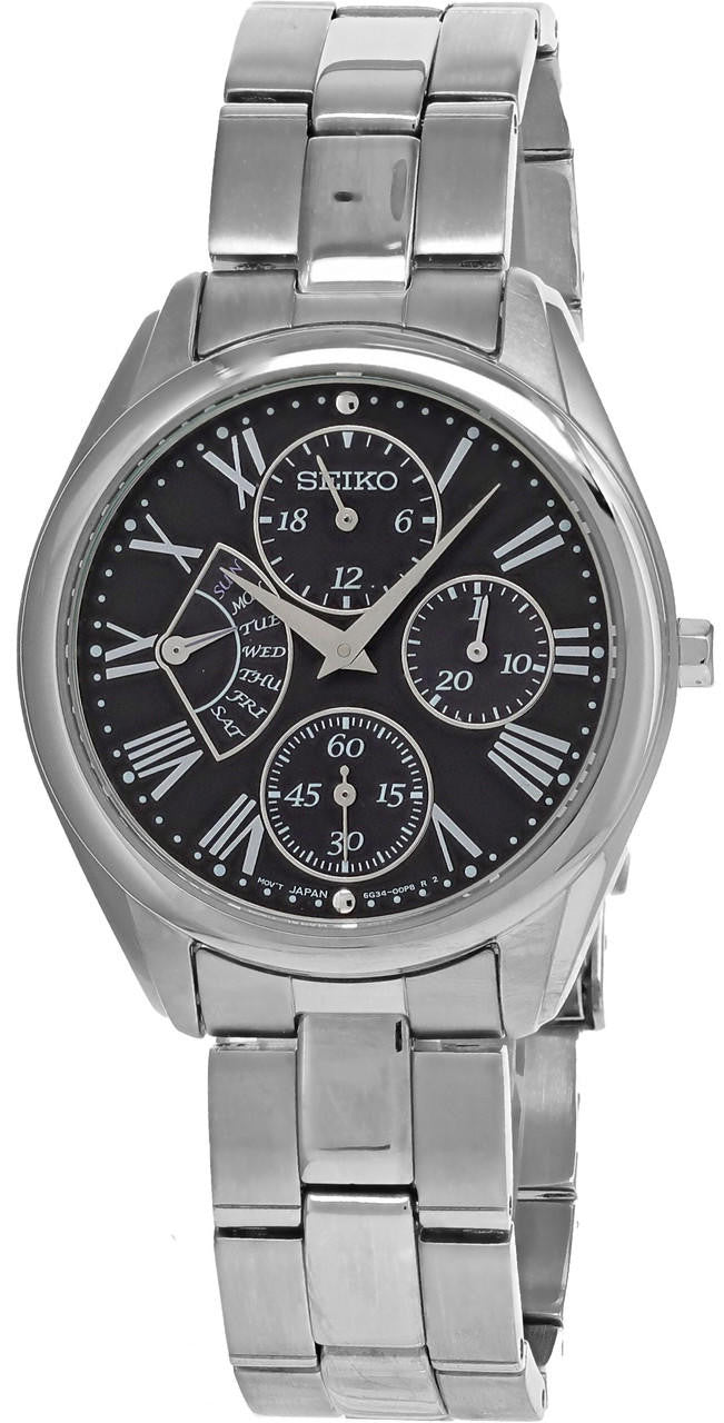 Quartz 35 mm Black Dial Stainless Steel Women's Watch