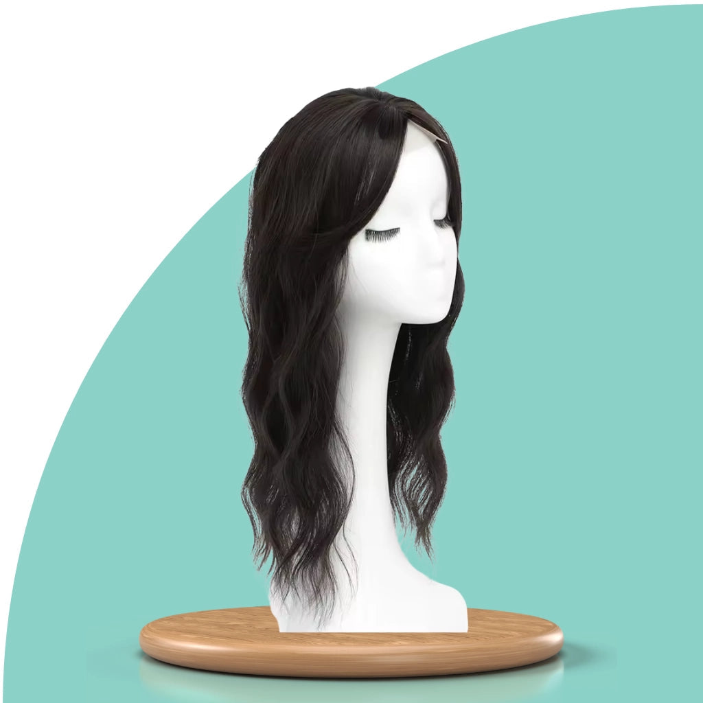 Top Closure – Natürlicher Haaransatz mit Pony 50 cm Welle | Für Haarausfall & lichte Stellen