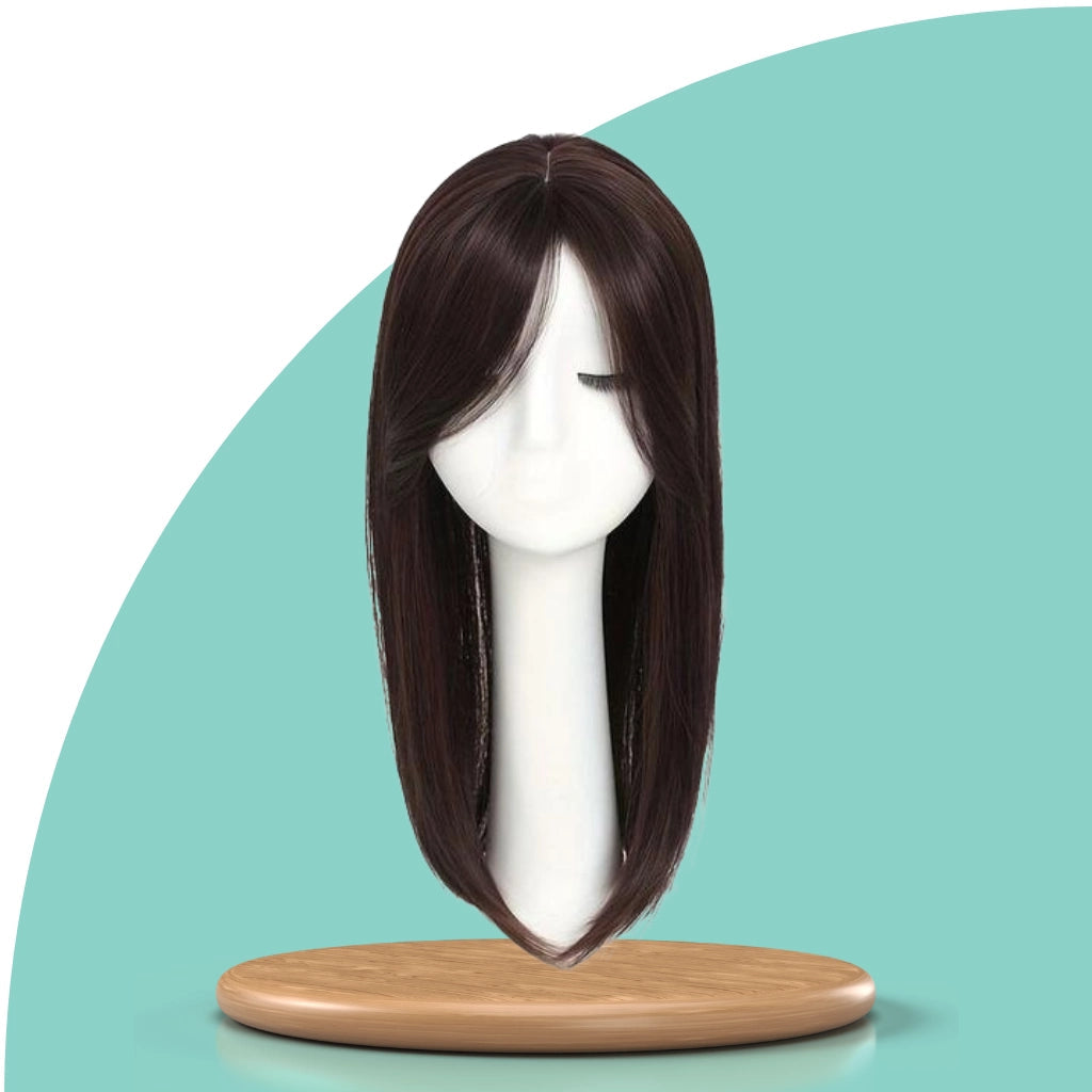 Top Closure mit Pony 45 cm | Natürliches Haarteil für lichte Stellen & Alopezie