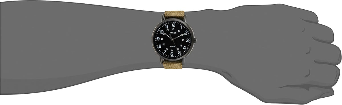 Weekender XL 43 mm Men Black Case Olive Fabric Strap Watch