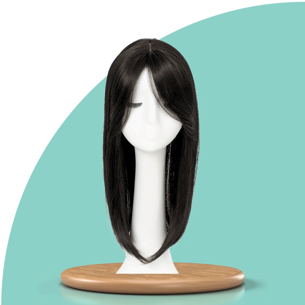 Top Closure mit Pony 45 cm | Natürliches Haarteil für lichte Stellen & Alopezie