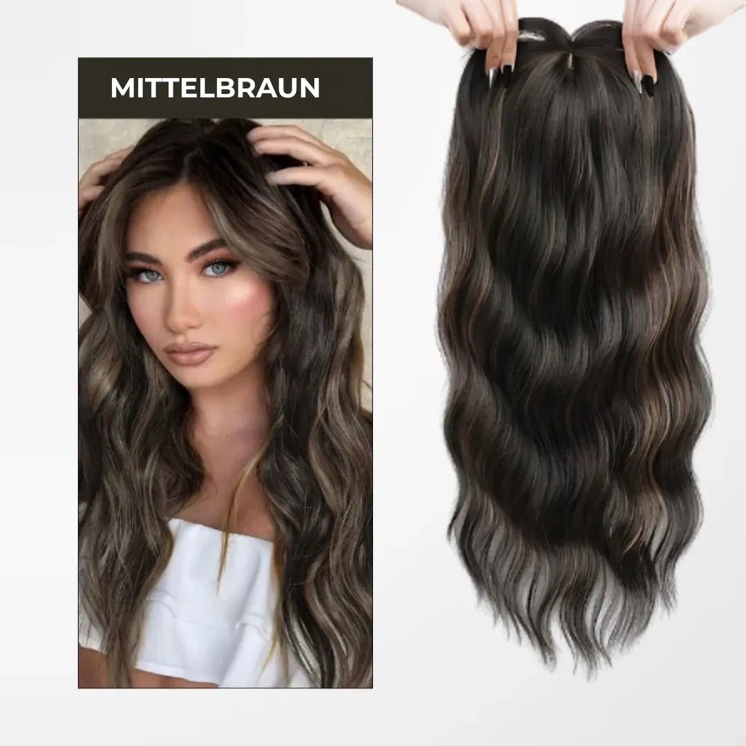 Top Closure – Natürlicher Haaransatz mit Pony 50 cm Welle | Für Haarausfall & lichte Stellen