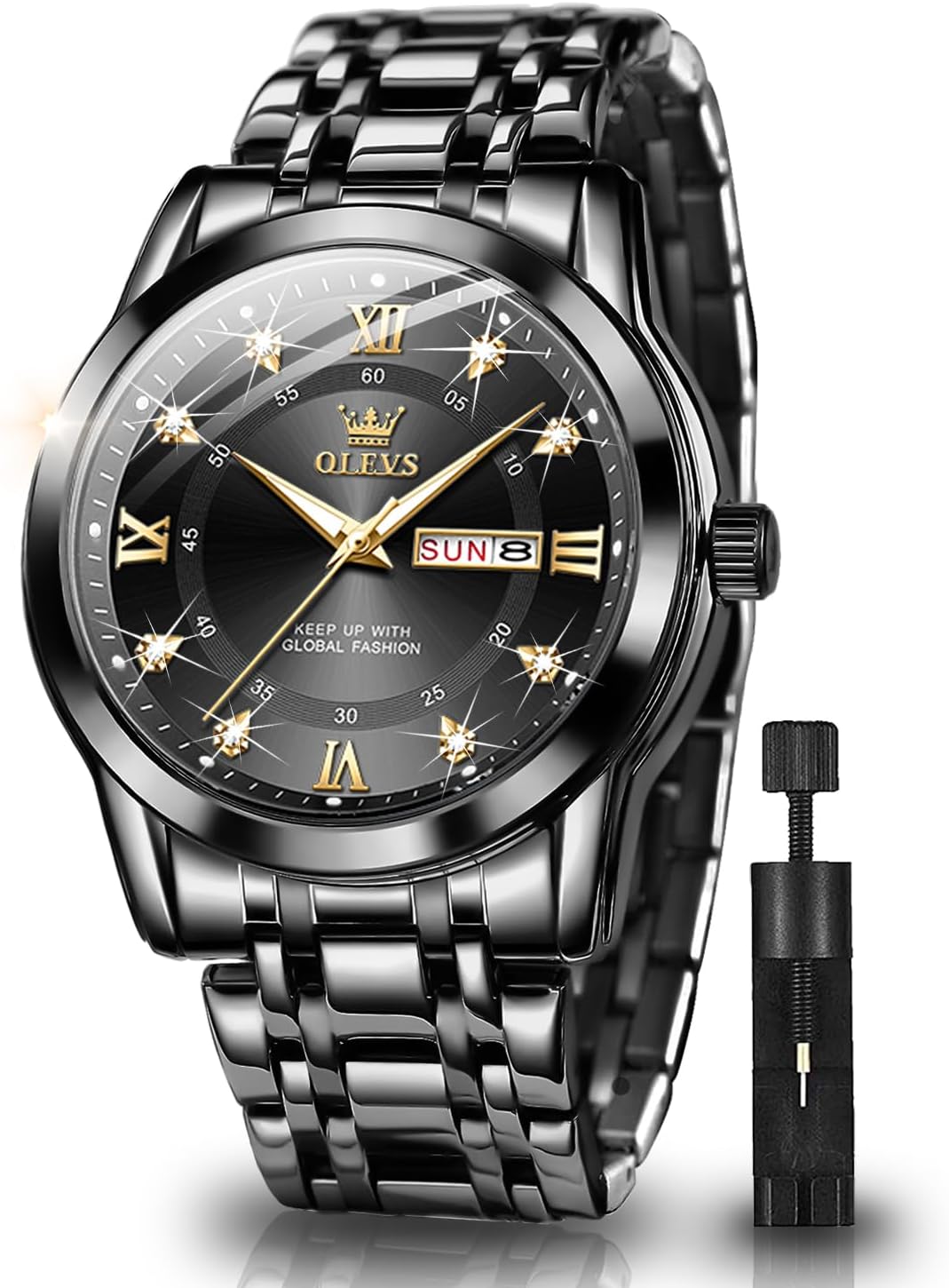 Stainless Steel Quartz Men's Watch – Gold, Blue, Black or White Dial