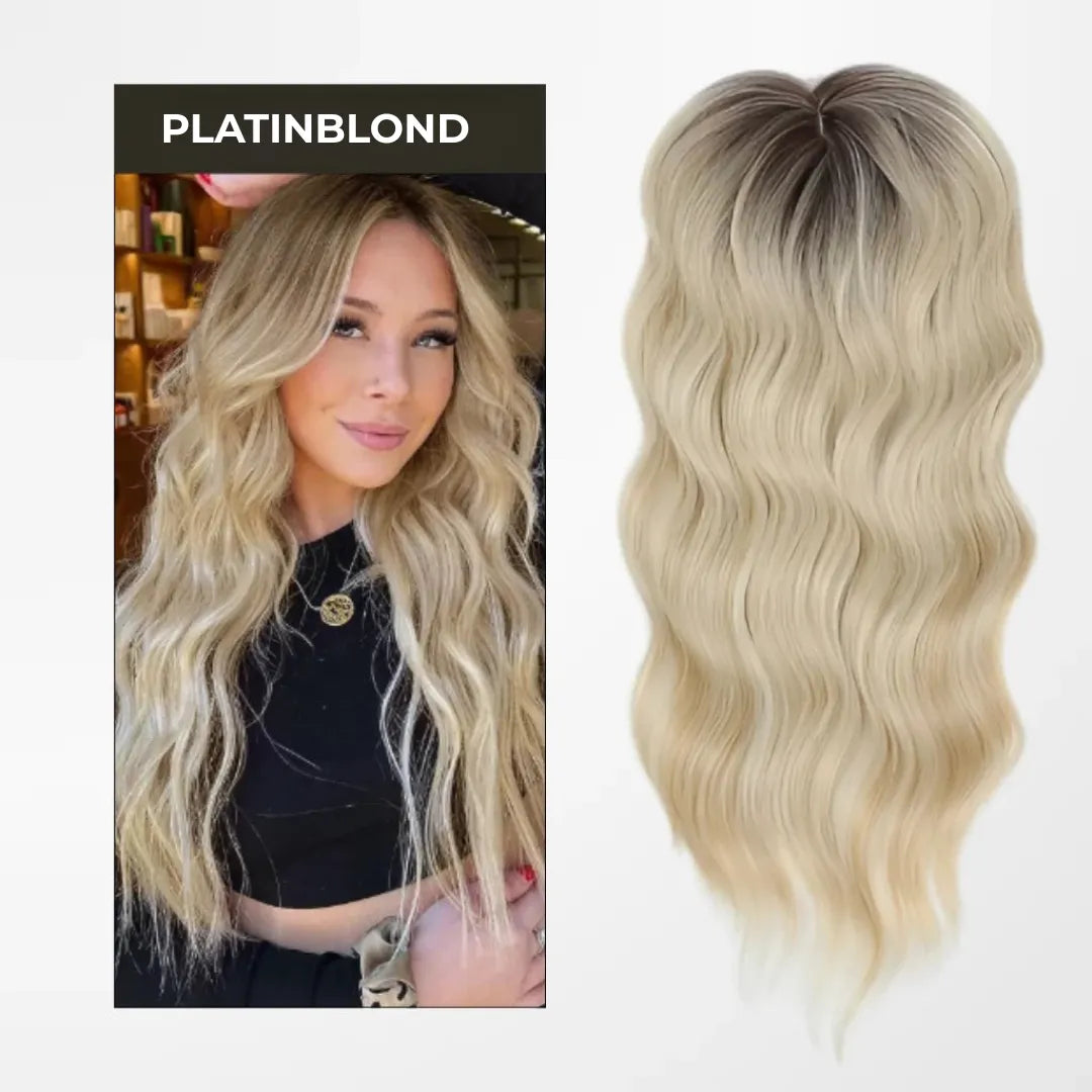Top Closure – Natürlicher Haaransatz mit Pony 50 cm Welle | Für Haarausfall & lichte Stellen