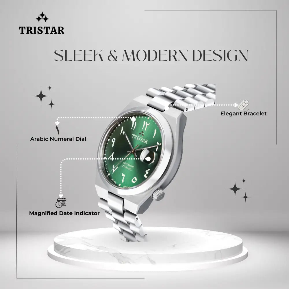 Automatic Green Dial Arabic Dial Stainless Steel Men's Watch