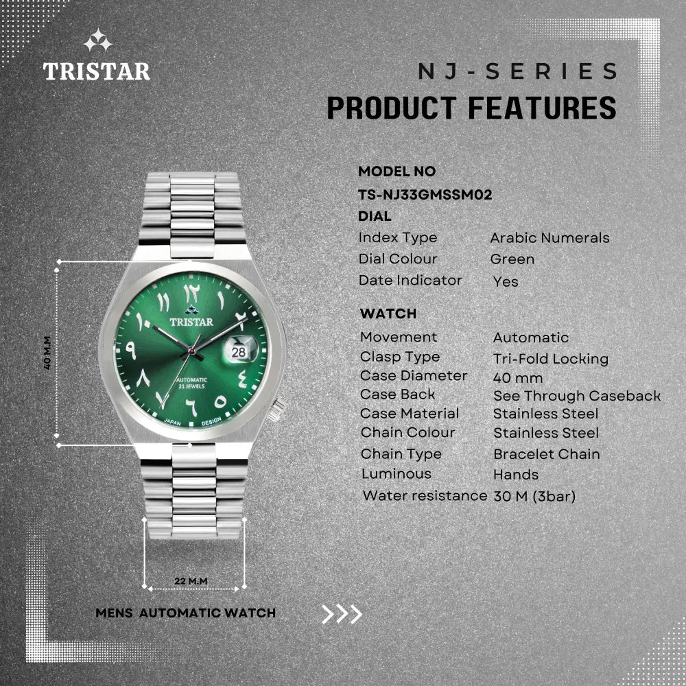 Automatic Green Dial Arabic Dial Stainless Steel Men's Watch