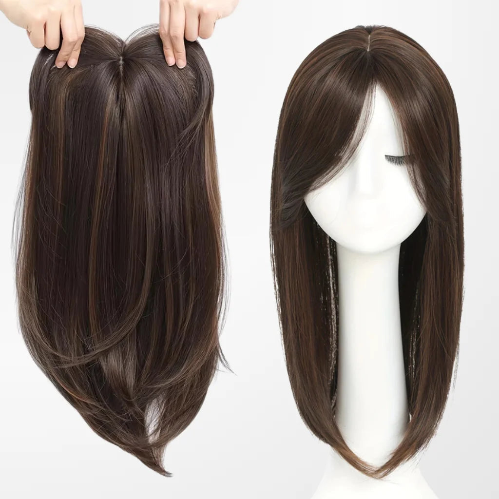 Top Closure mit Pony 45 cm | Natürliches Haarteil für lichte Stellen & Alopezie
