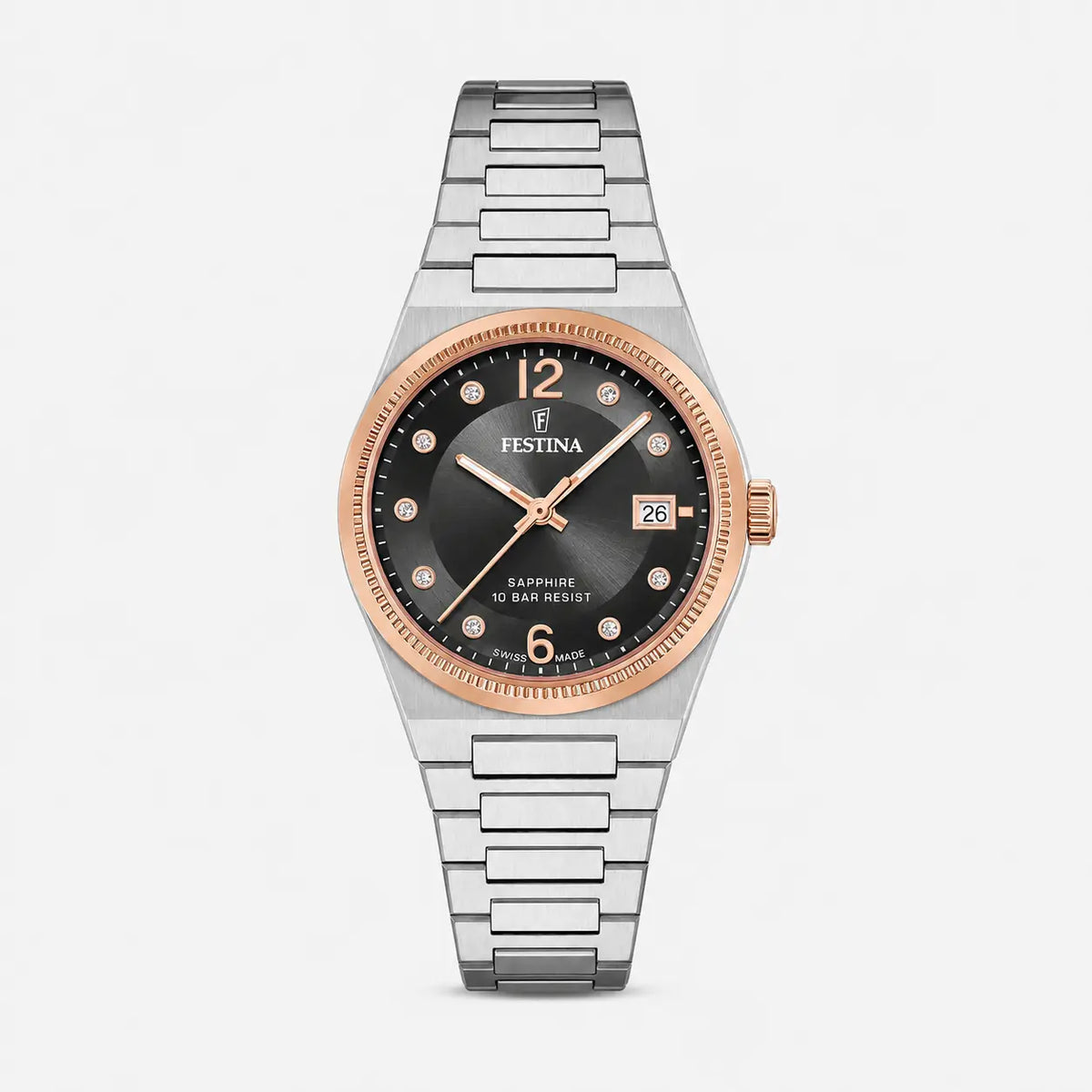 Swiss Made Quartz 35 mm Rose Gold Black Dial Women's Watch