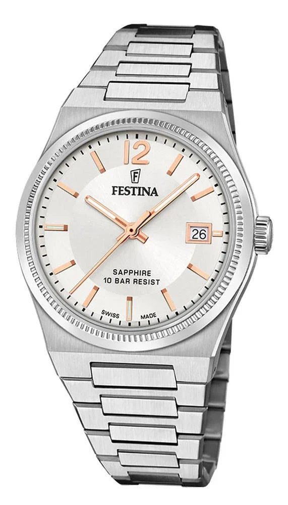 Swiss Made Quartz 35 mm Stainless Steel Silver Dial Women's Watch