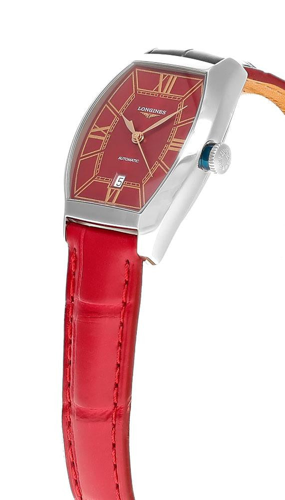 Evidenza Automatic 30 mm Red Dial Leather Women's Watch