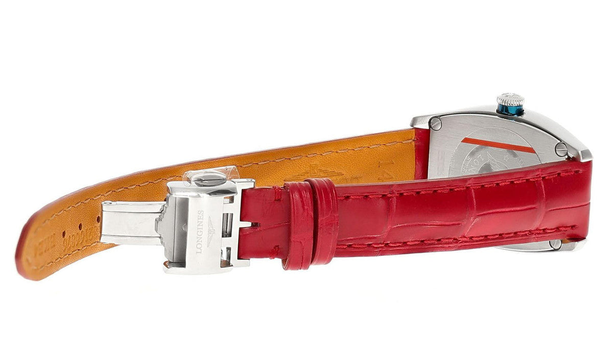 Evidenza Automatic 30 mm Red Dial Leather Women's Watch