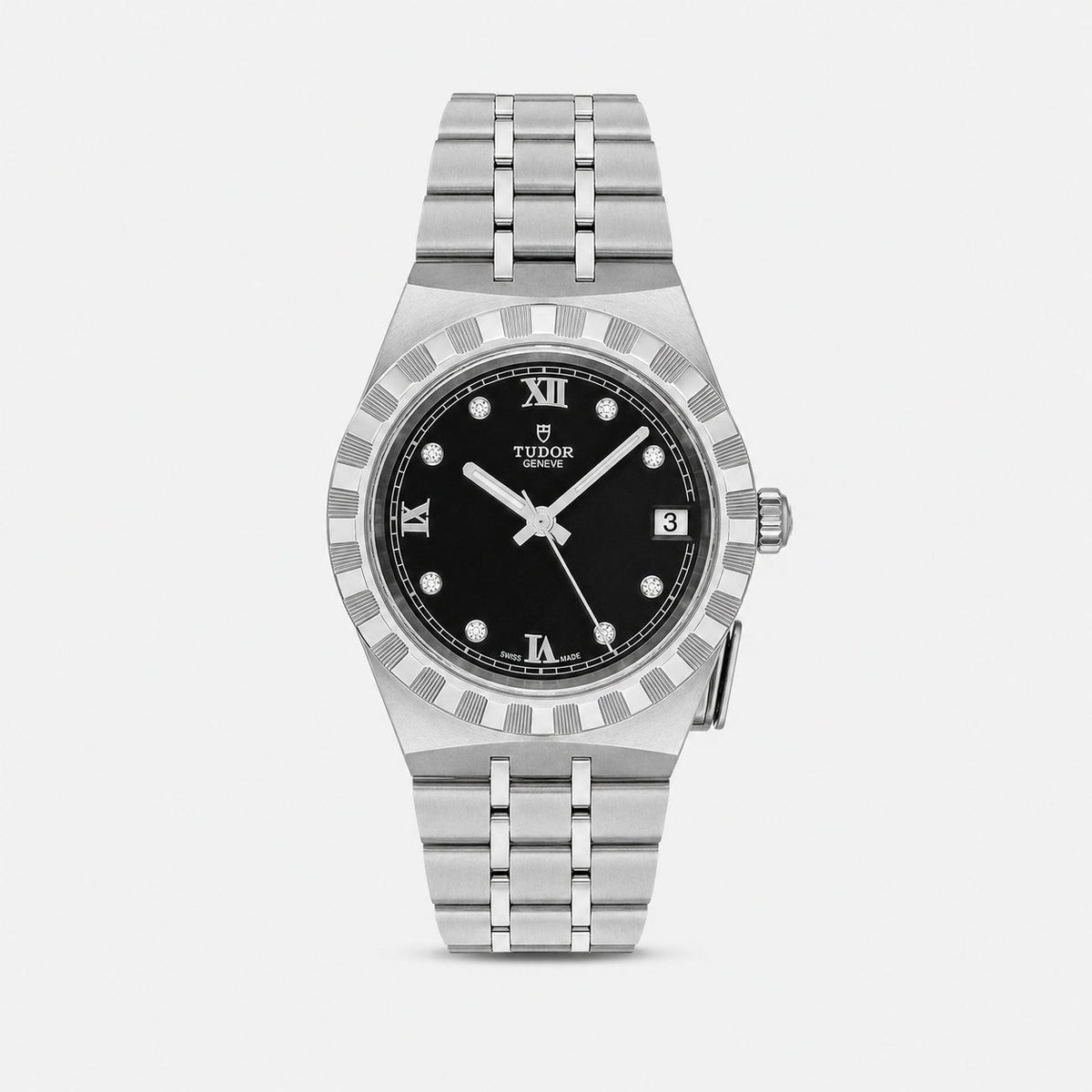 Royal Black Diamond Dial 34 mm Stainless Steel Women's Watch